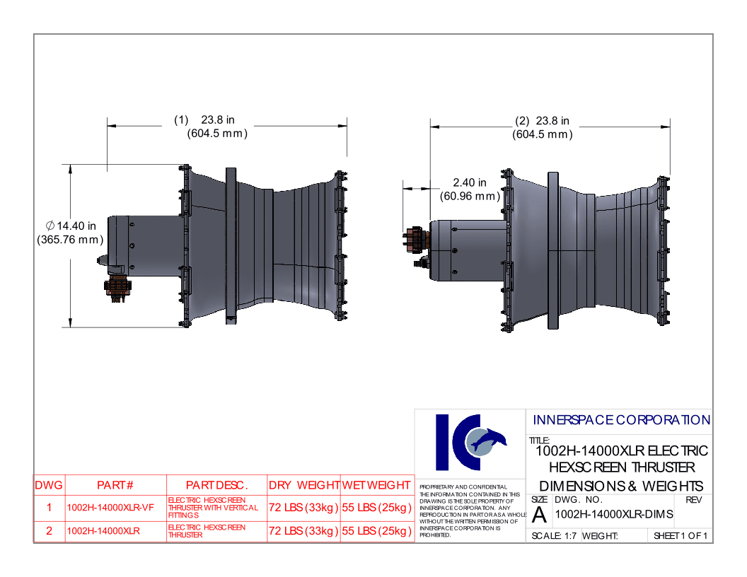 1002H-14000XLR DIMENSIONS WITH WEIGHT